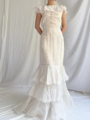 1930s Organza Embroidered Gown - XS/S