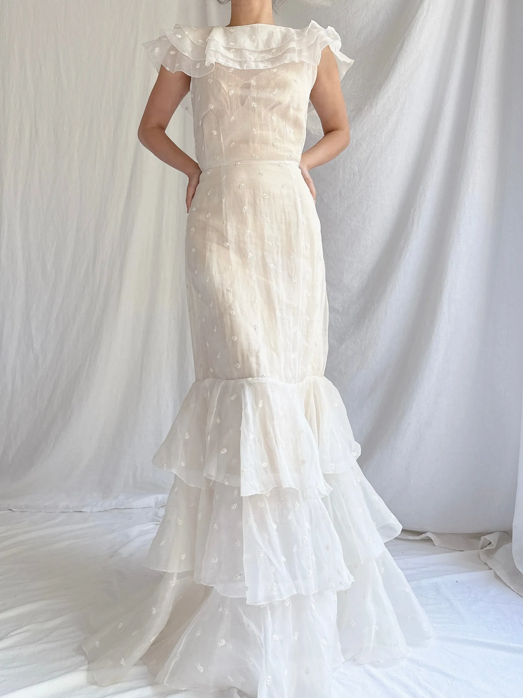 1930s Organza Embroidered Gown - XS/S