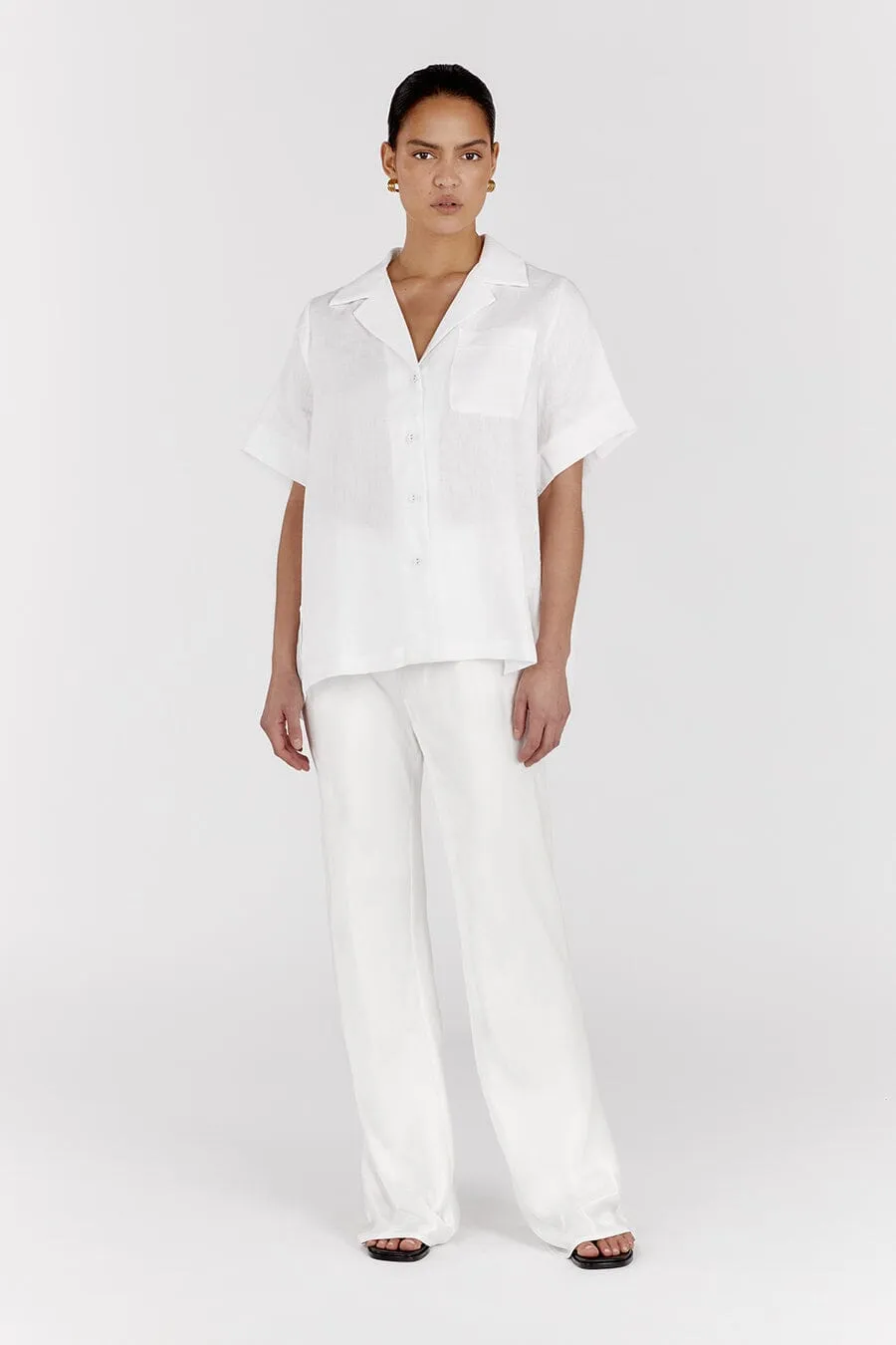 AISLE WHITE SATIN BIAS CUT PANT
