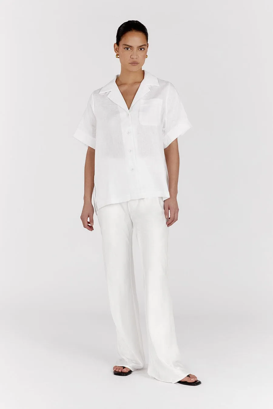 AISLE WHITE SATIN BIAS CUT PANT