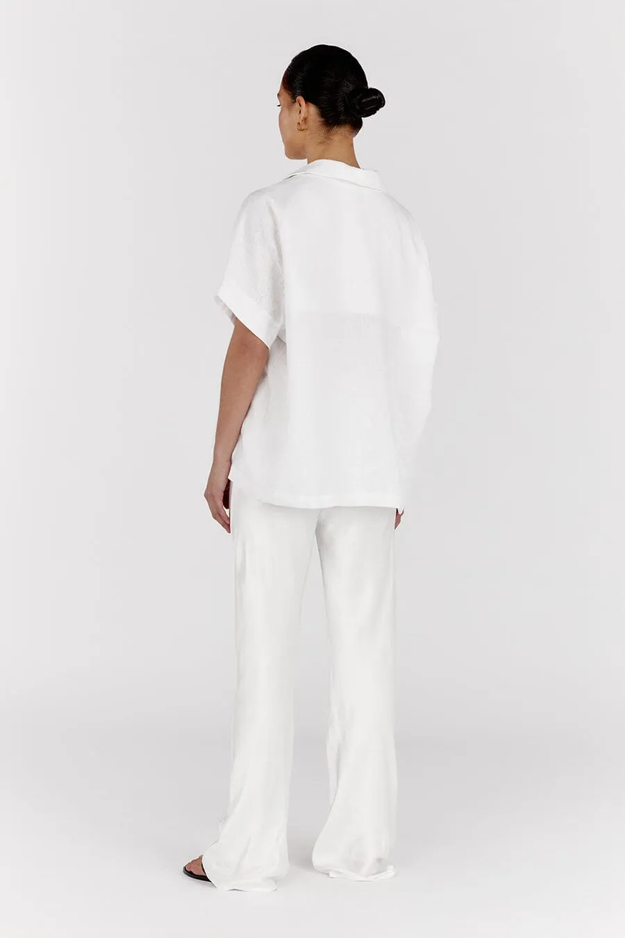 AISLE WHITE SATIN BIAS CUT PANT