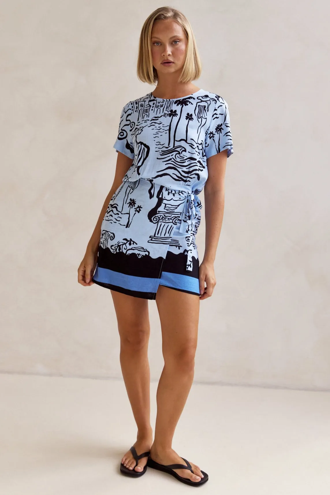 Alexandria Wrap Mini Dress (Blue)