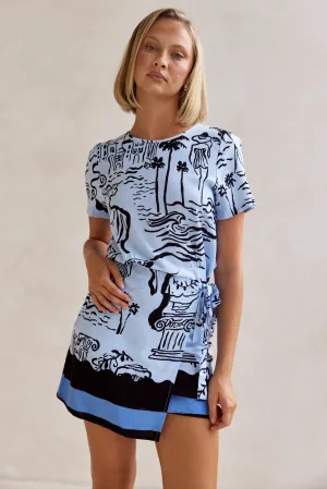 Alexandria Wrap Mini Dress (Blue)