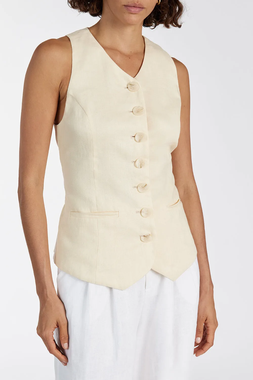 ALONDRA LEMON LINEN VEST