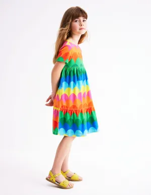 Ariel Twirly Towelling Dress-Multi Scallop Stripe