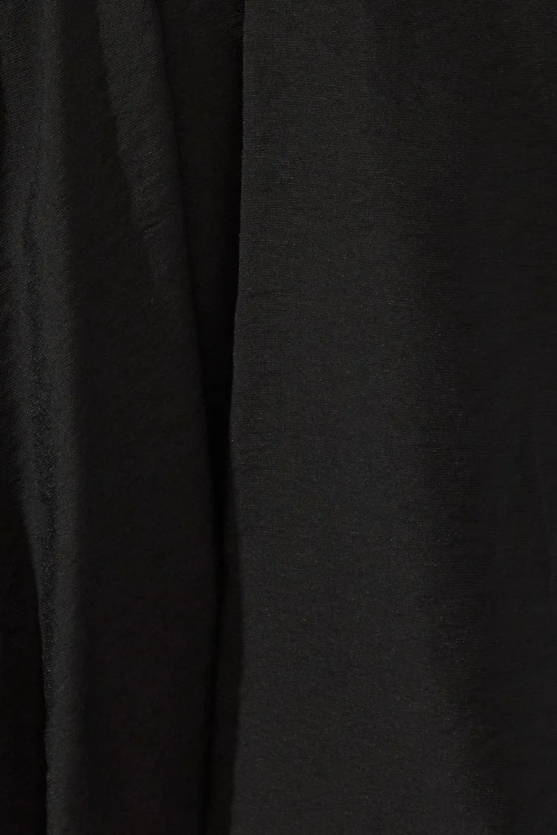 Black Fit and Flare Dress Short Sleeve Ruched
