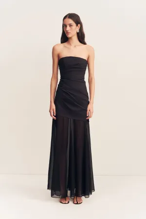 BLAINEY STRAPLESS DRAPED MAXI DRESS - BLACK
