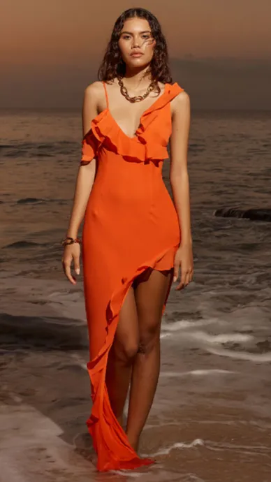 Dalia Maxi Dress - Tangerine