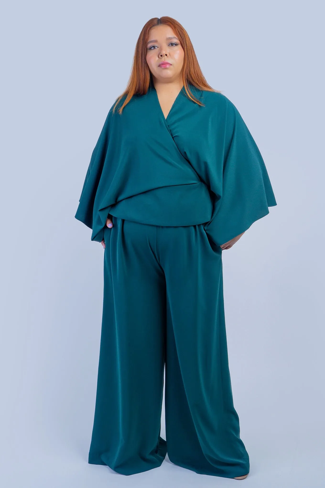 Dark Green Pleated High Waist Leslie Pants