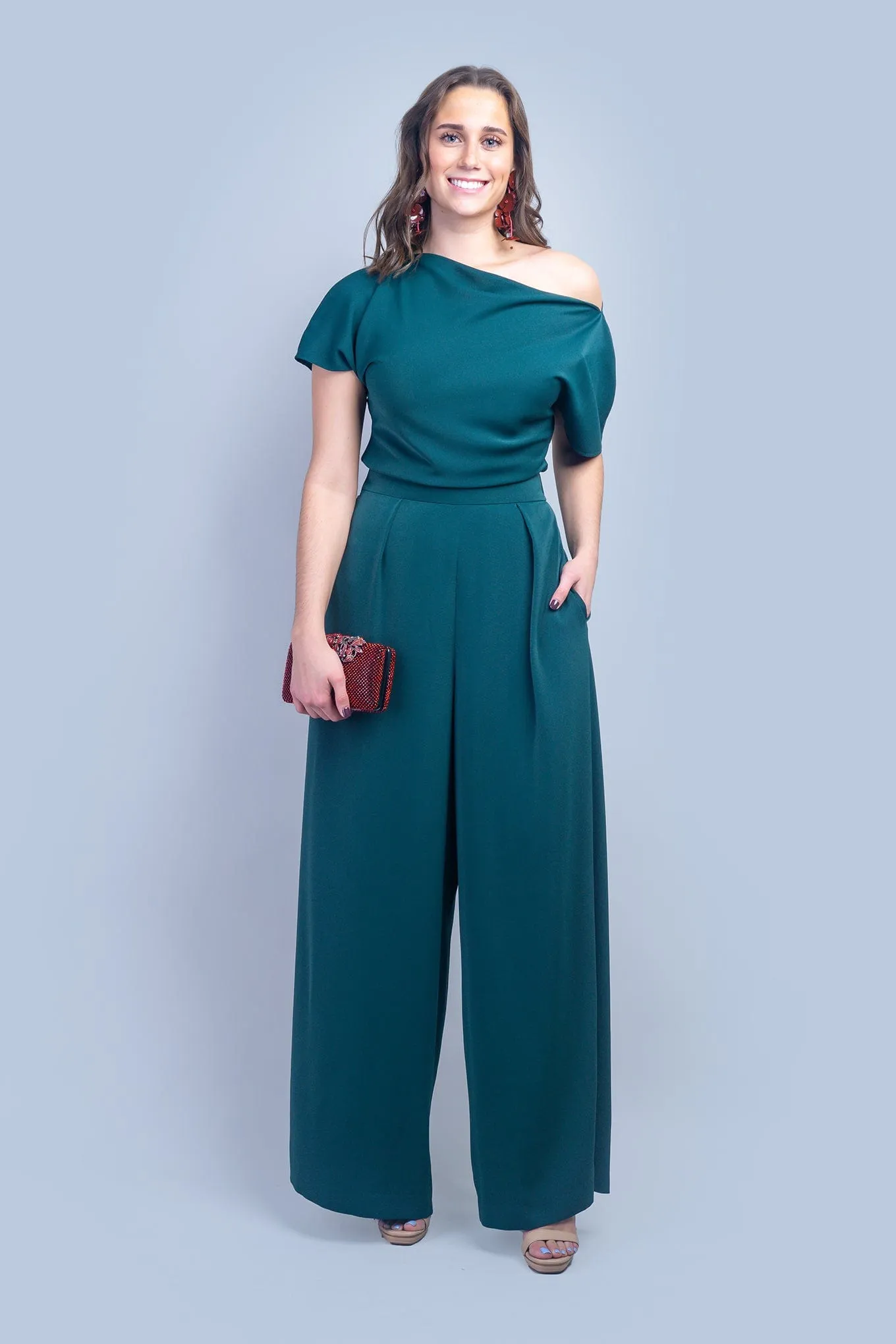 Dark Green Pleated High Waist Leslie Pants