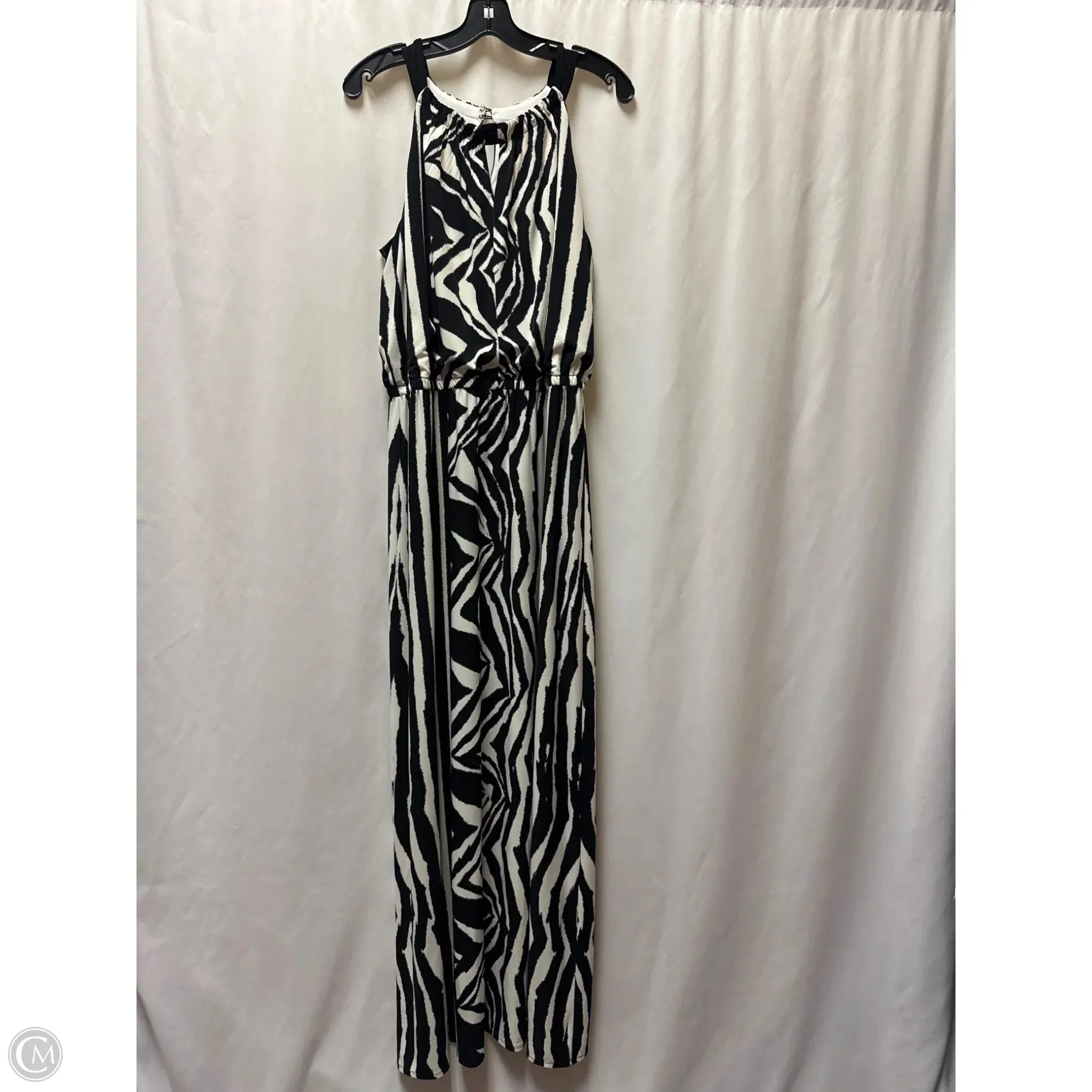 Dress Casual Maxi By Chicos In Black & White, Size: L