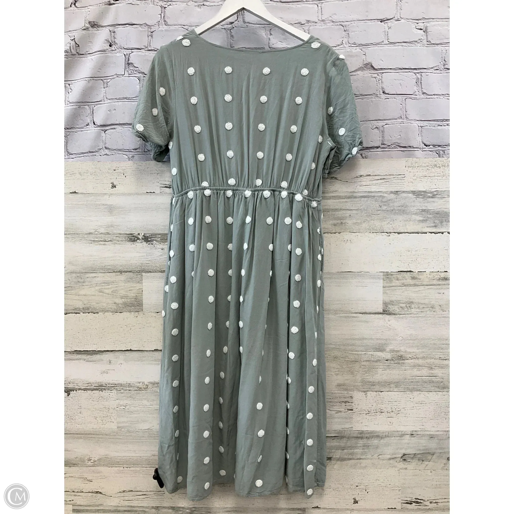 Dress Casual Midi By Bohme In Green & White, Size: M