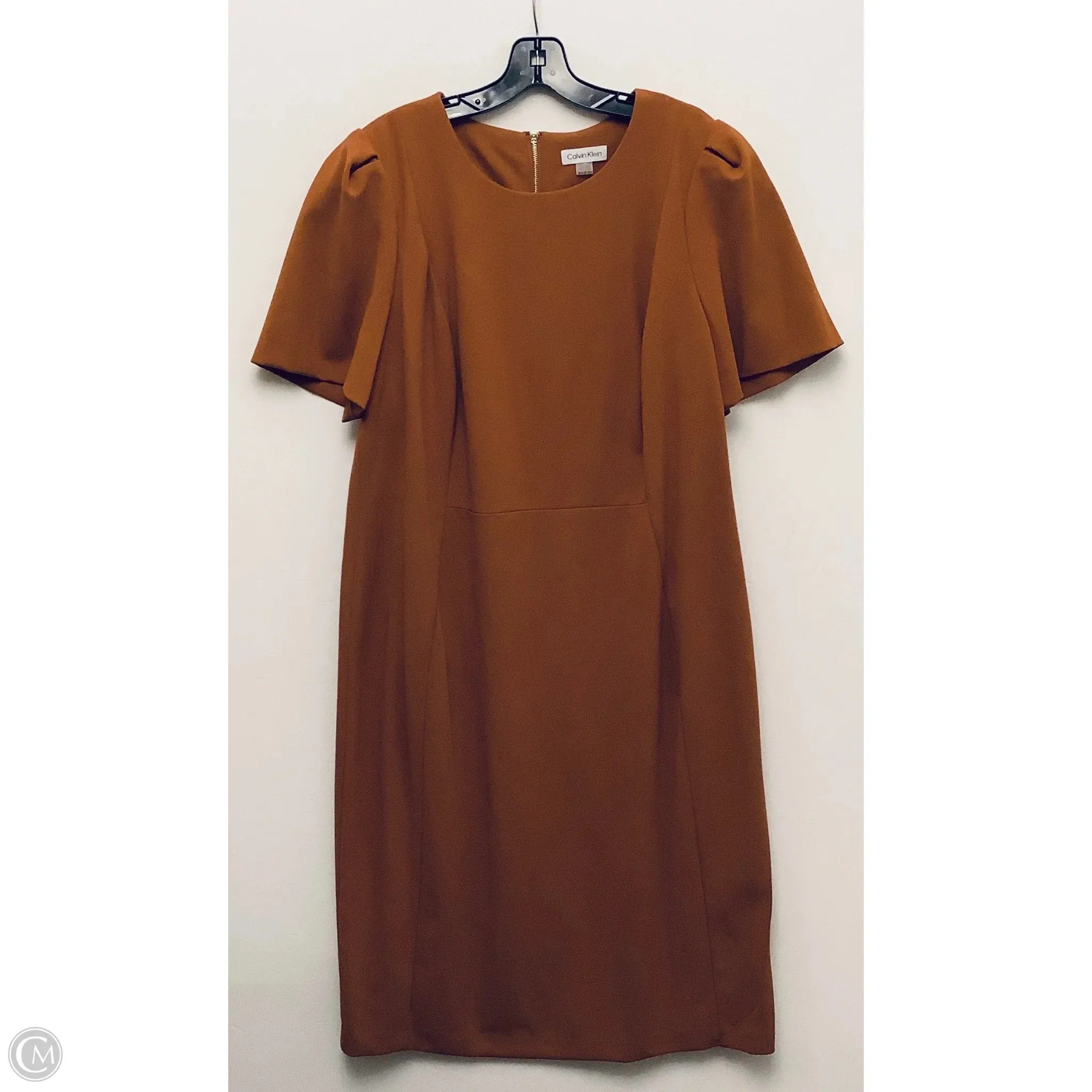 Dress Casual Midi By Calvin Klein In Gold, Size: Xxl