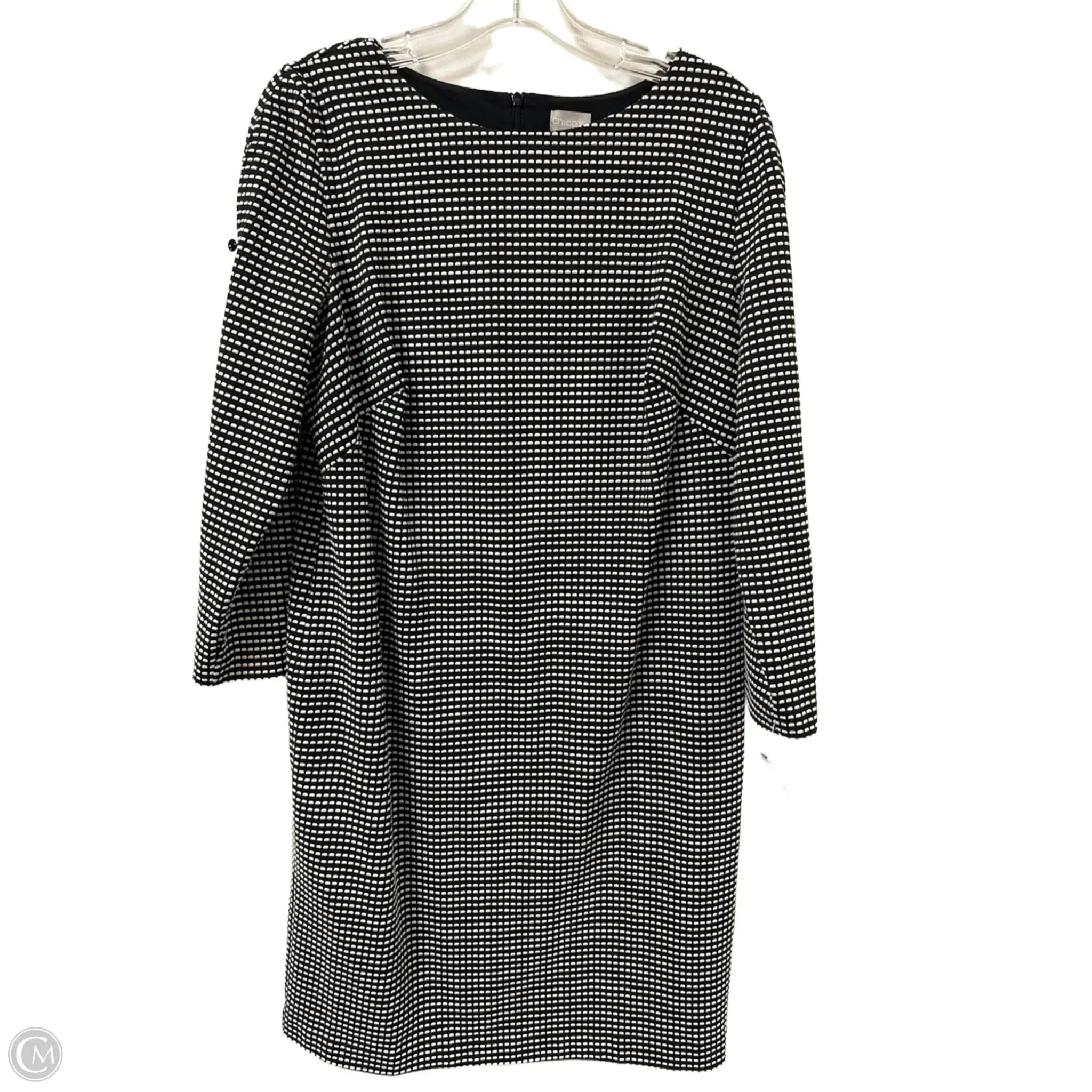 Dress Casual Midi By Chicos In Black & White, Size: S