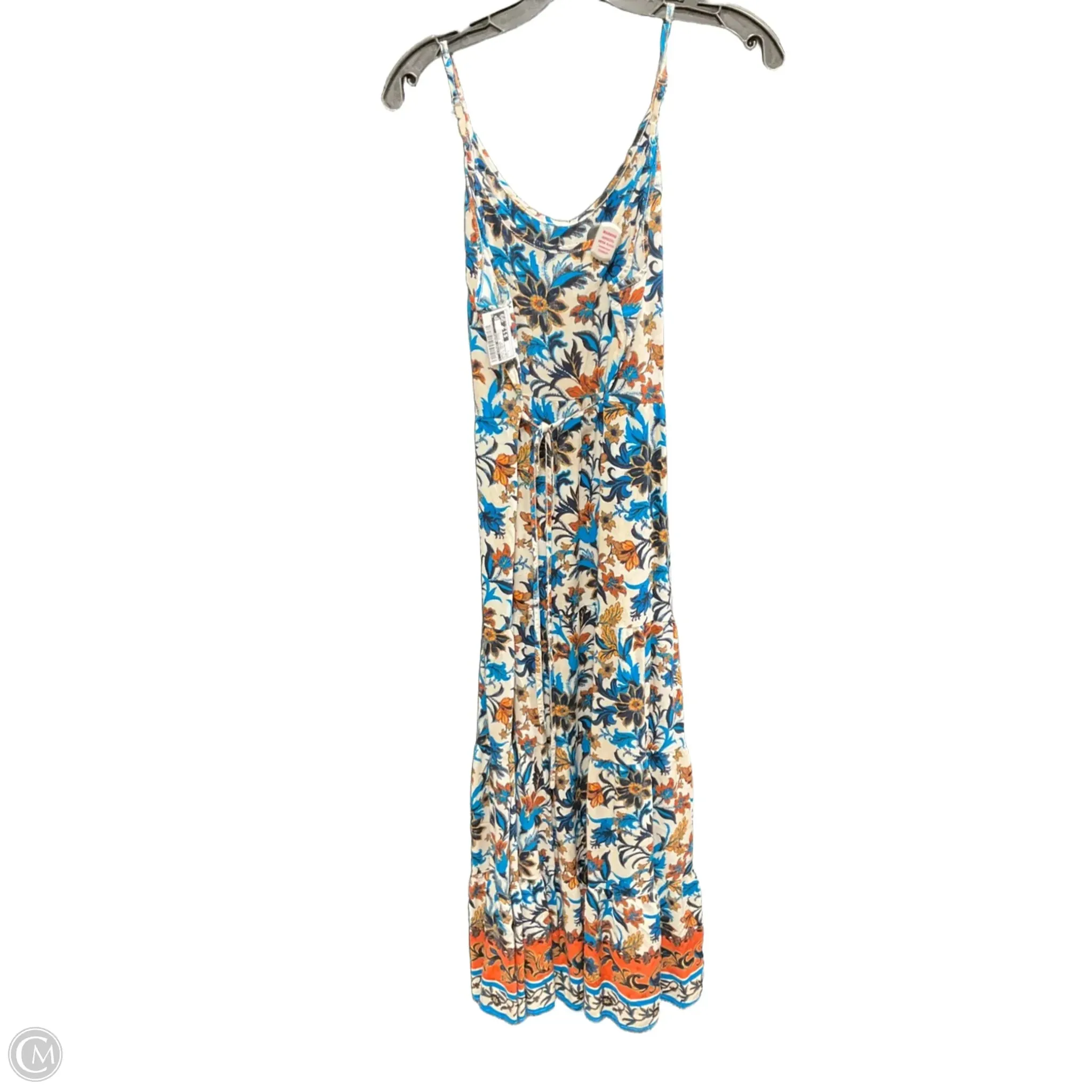 Dress Casual Midi By Clothes Mentor In Blue & Cream, Size: L