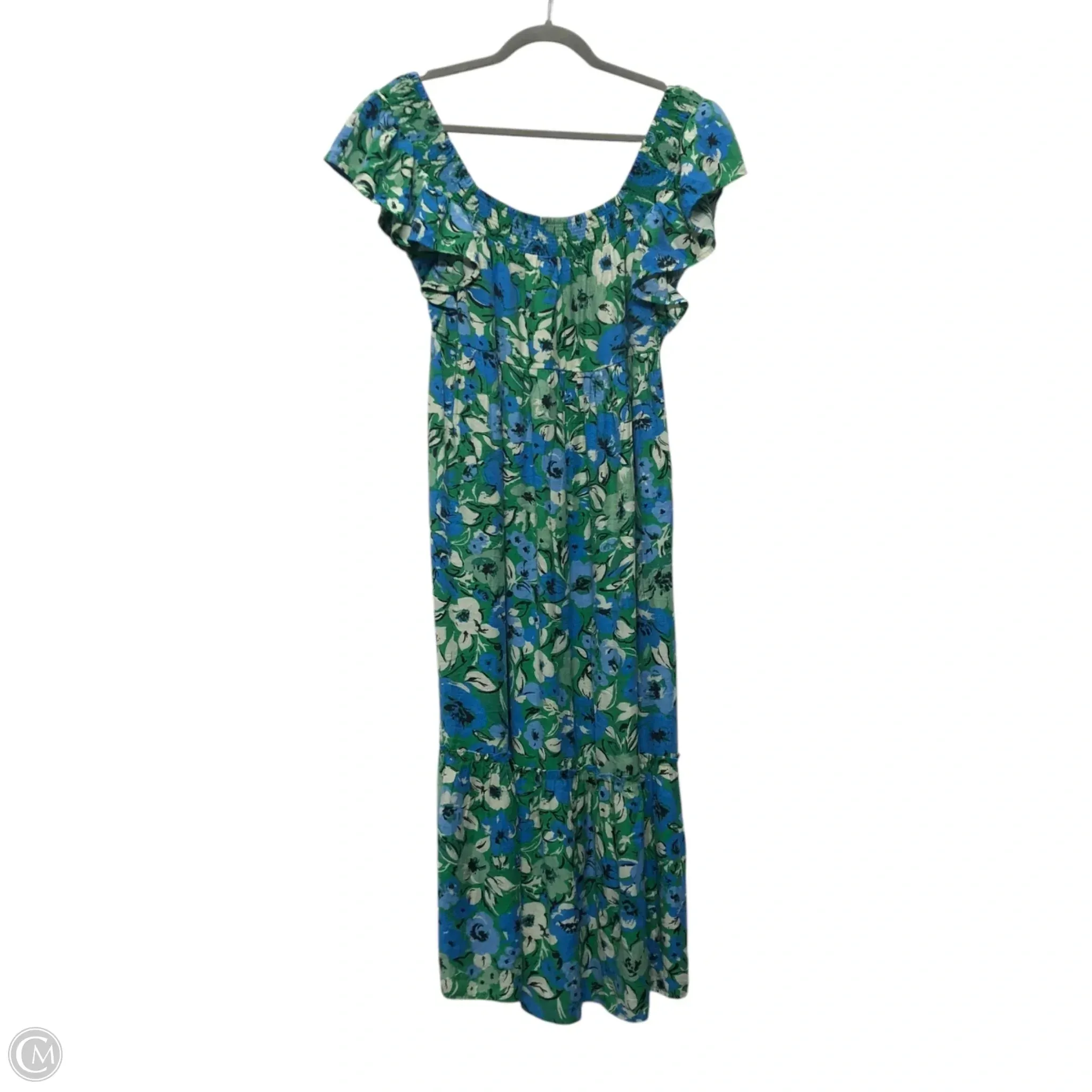 Dress Casual Midi By Clothes Mentor In Blue & Green, Size: L