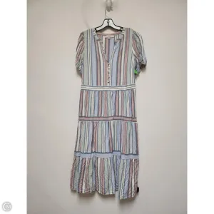 Dress Casual Midi By Loft In Striped Pattern, Size: L