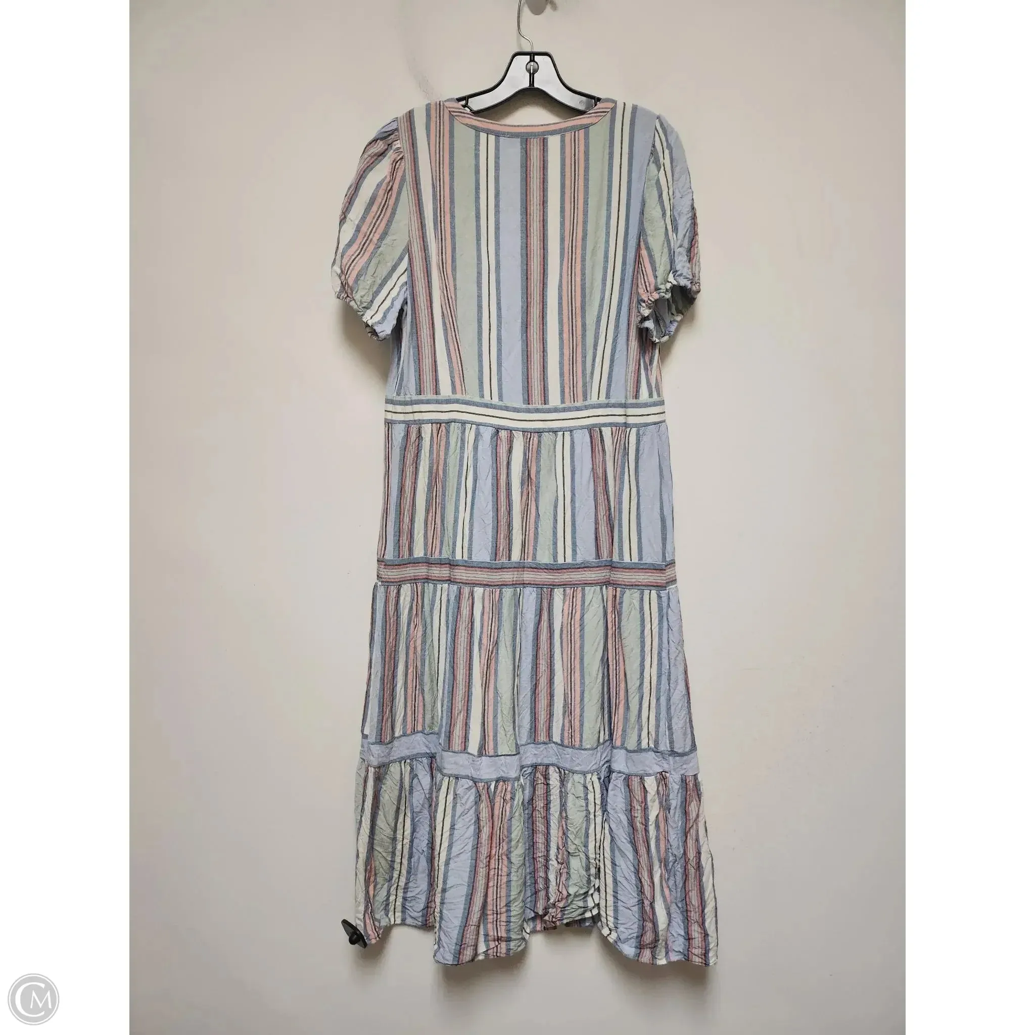 Dress Casual Midi By Loft In Striped Pattern, Size: L
