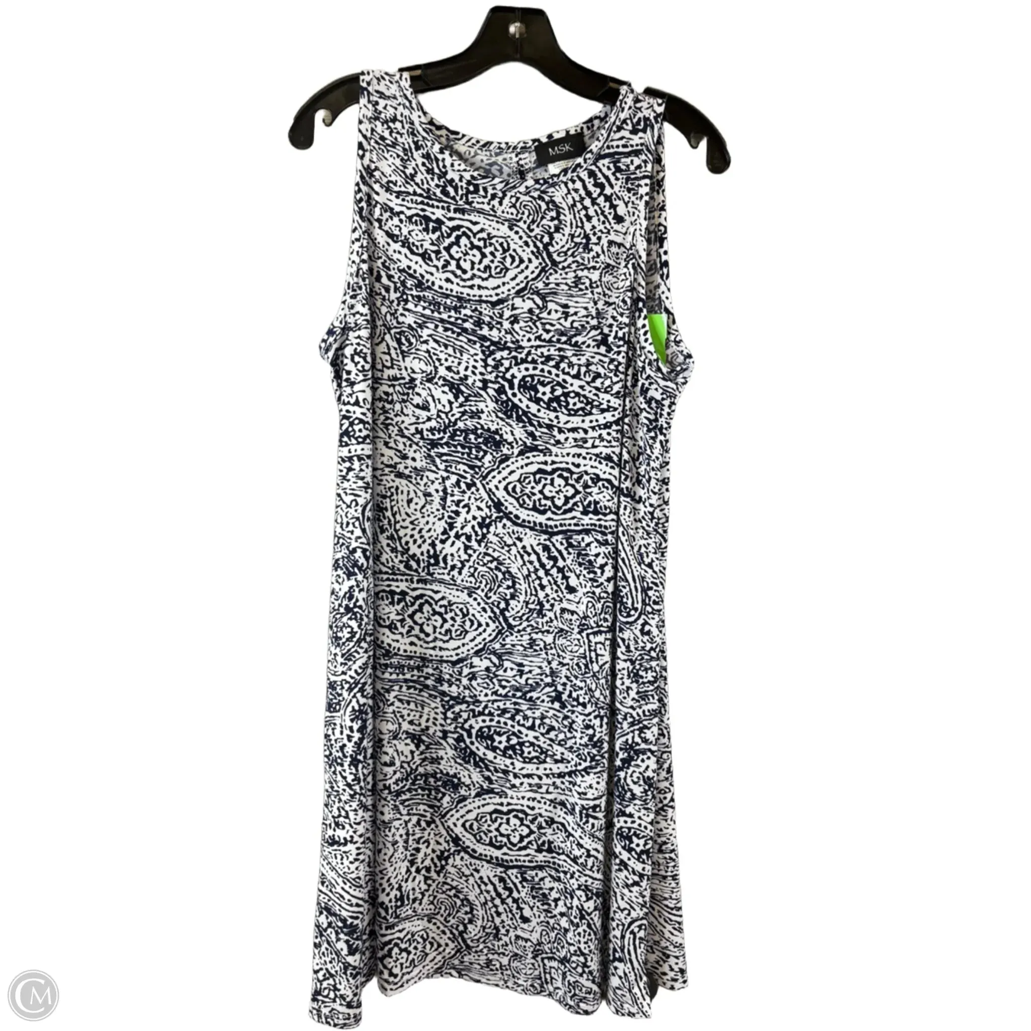 Dress Casual Midi By Msk In Blue & White, Size: L