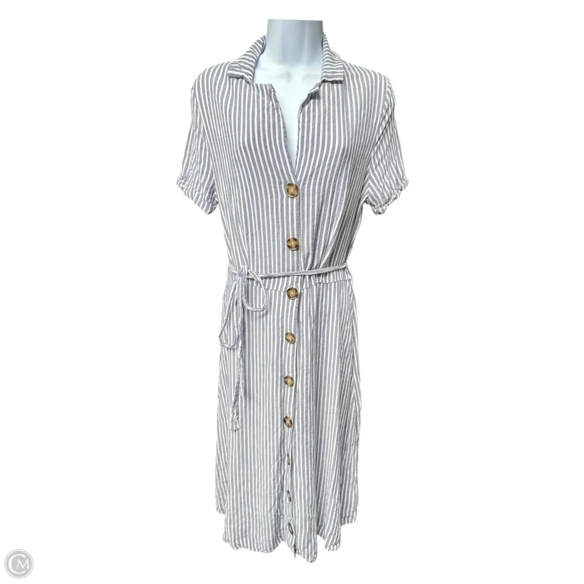 Dress Casual Midi By Naif In Blue & White, Size: L