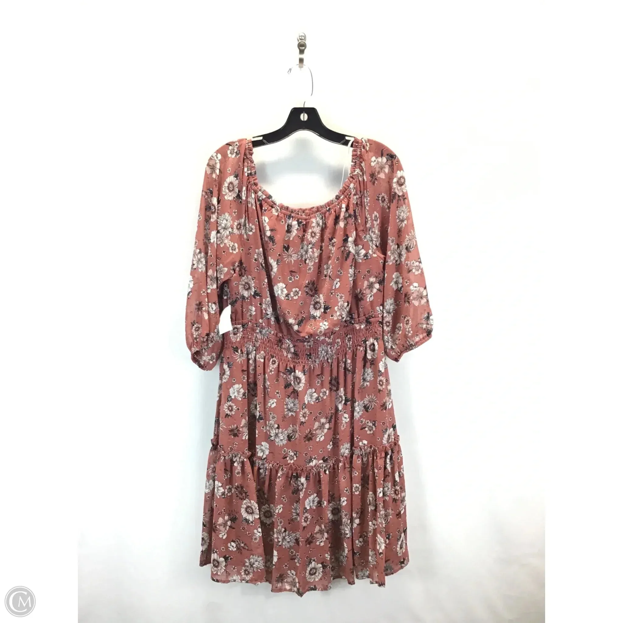Dress Casual Midi By Ny Collection In Brown & White, Size: L