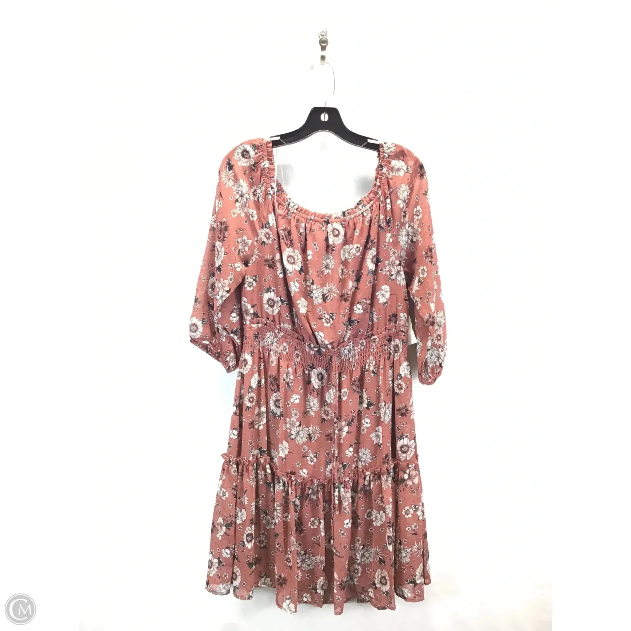 Dress Casual Midi By Ny Collection In Brown & White, Size: L