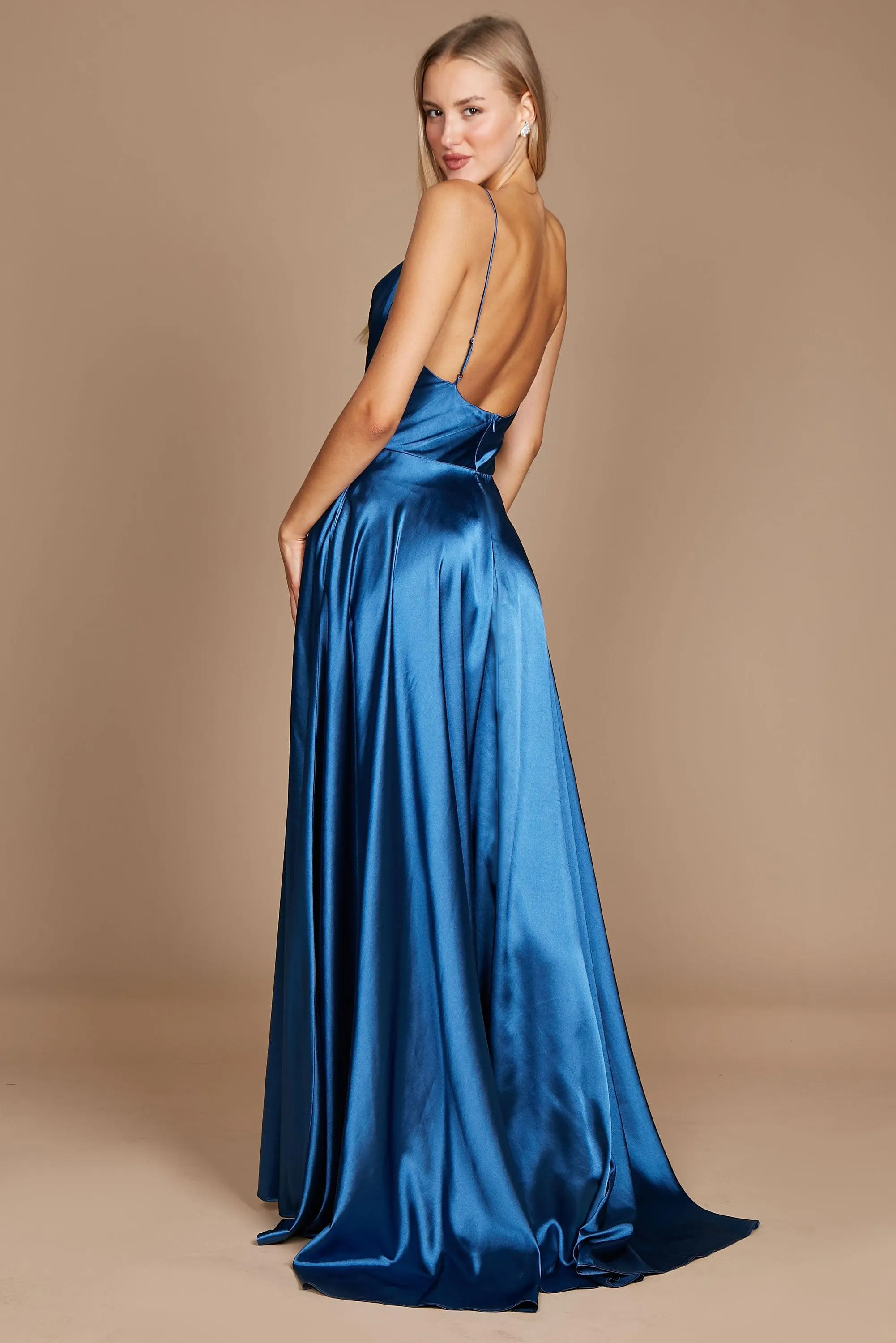 Formal Cowl Neck Spaghetti Strap Party Dress