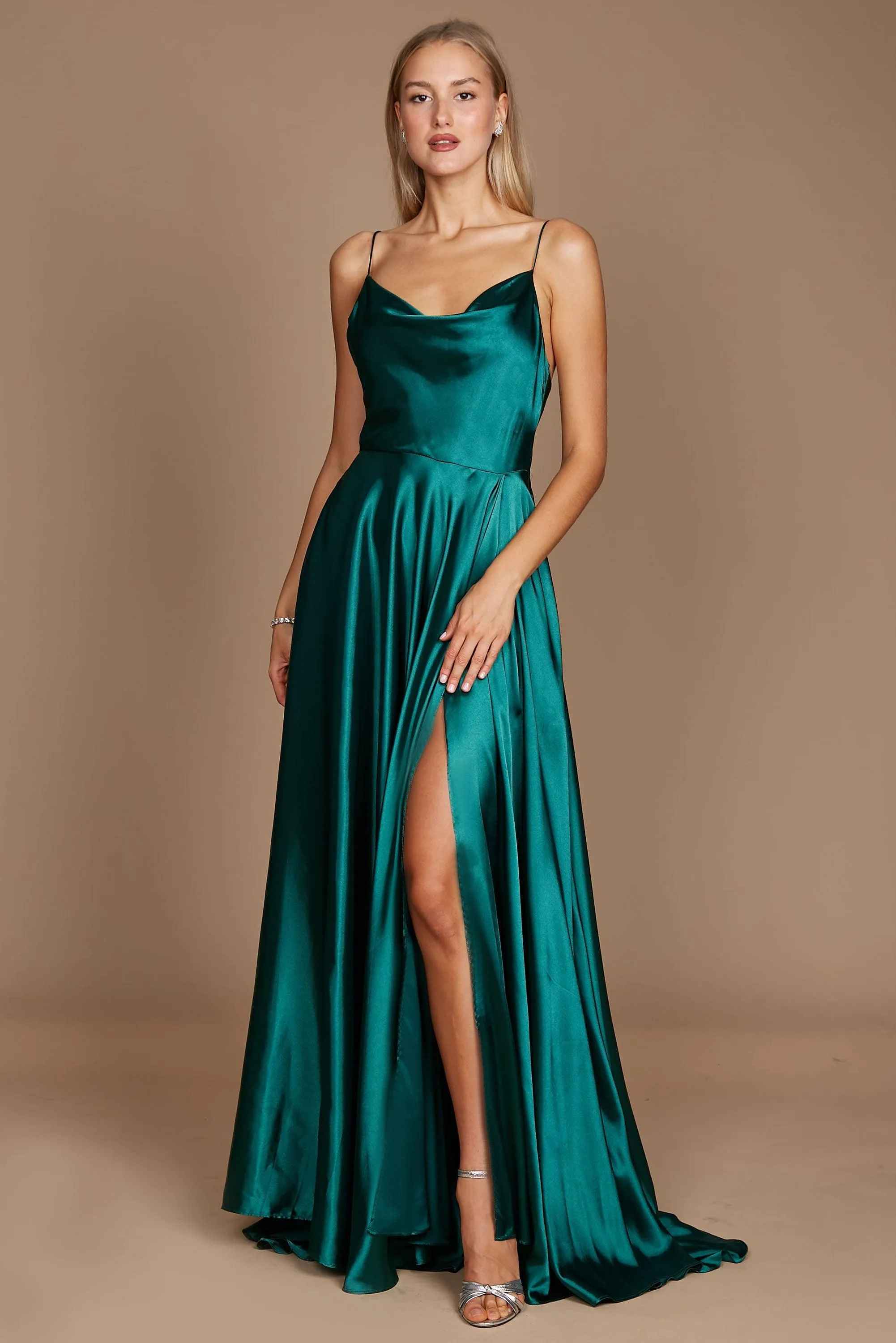 Formal Cowl Neck Spaghetti Strap Party Dress
