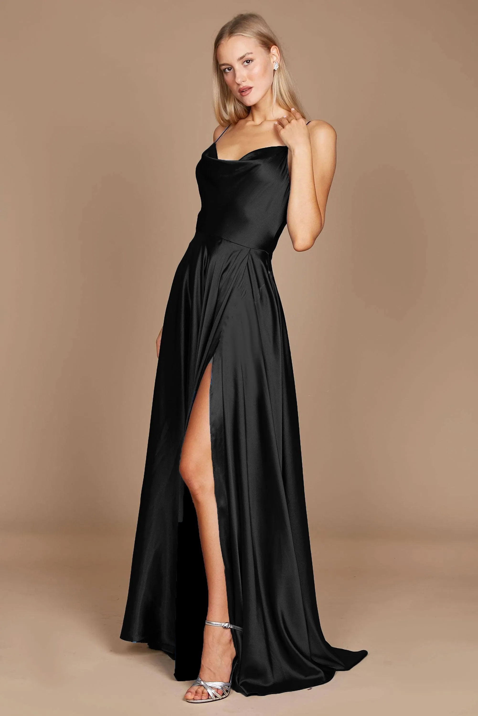 Formal Cowl Neck Spaghetti Strap Party Dress