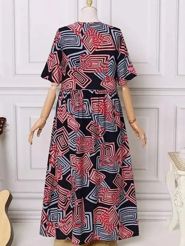 Geometric Printed Dress Robe Bohemian Maxi Long Dresses