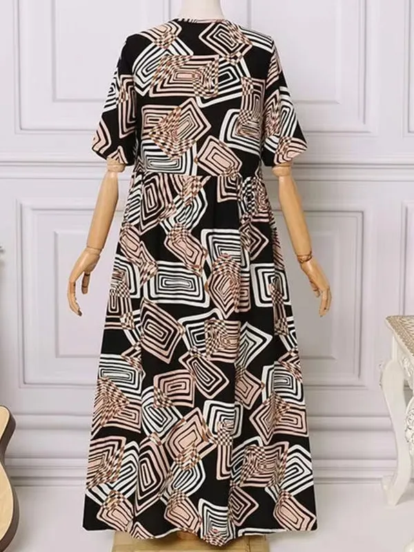 Geometric Printed Dress Robe Bohemian Maxi Long Dresses