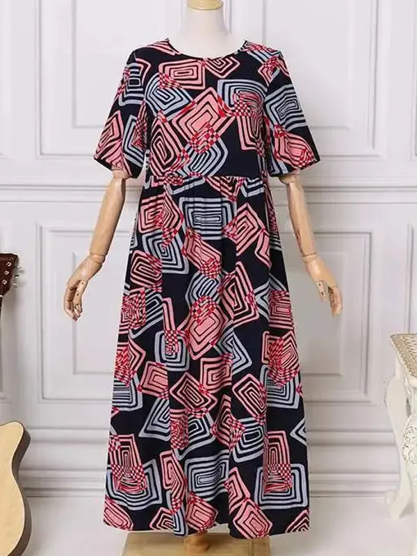Geometric Printed Dress Robe Bohemian Maxi Long Dresses