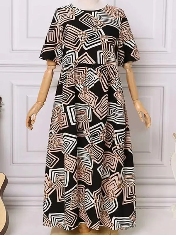 Geometric Printed Dress Robe Bohemian Maxi Long Dresses