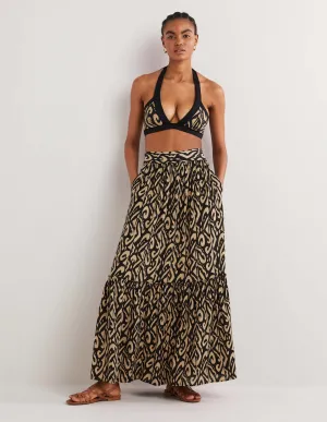 Grace Crinkle Maxi Skirt-Black. Ikat