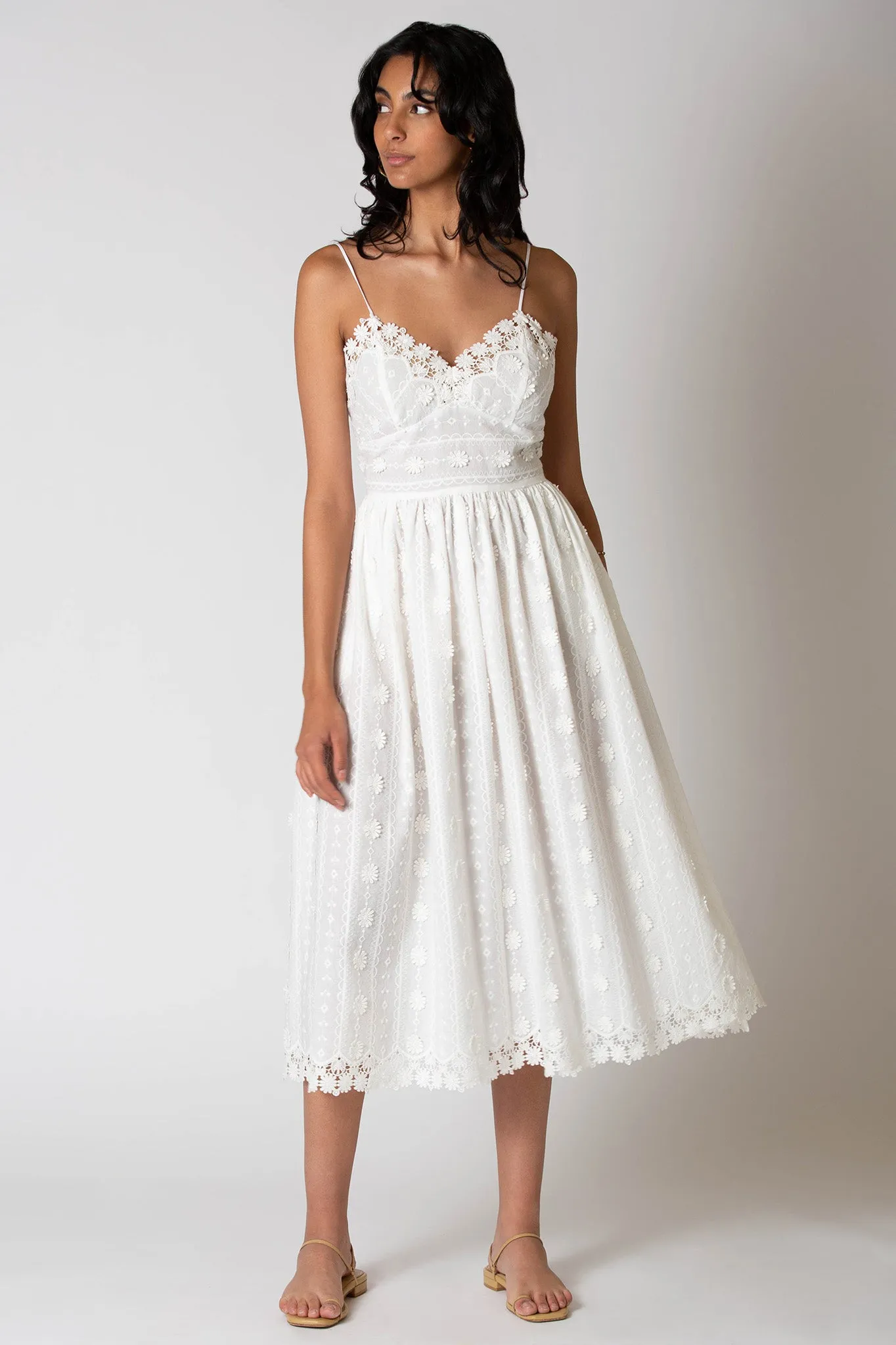 Hollis 3D Daisy Embroidered Voile Dress