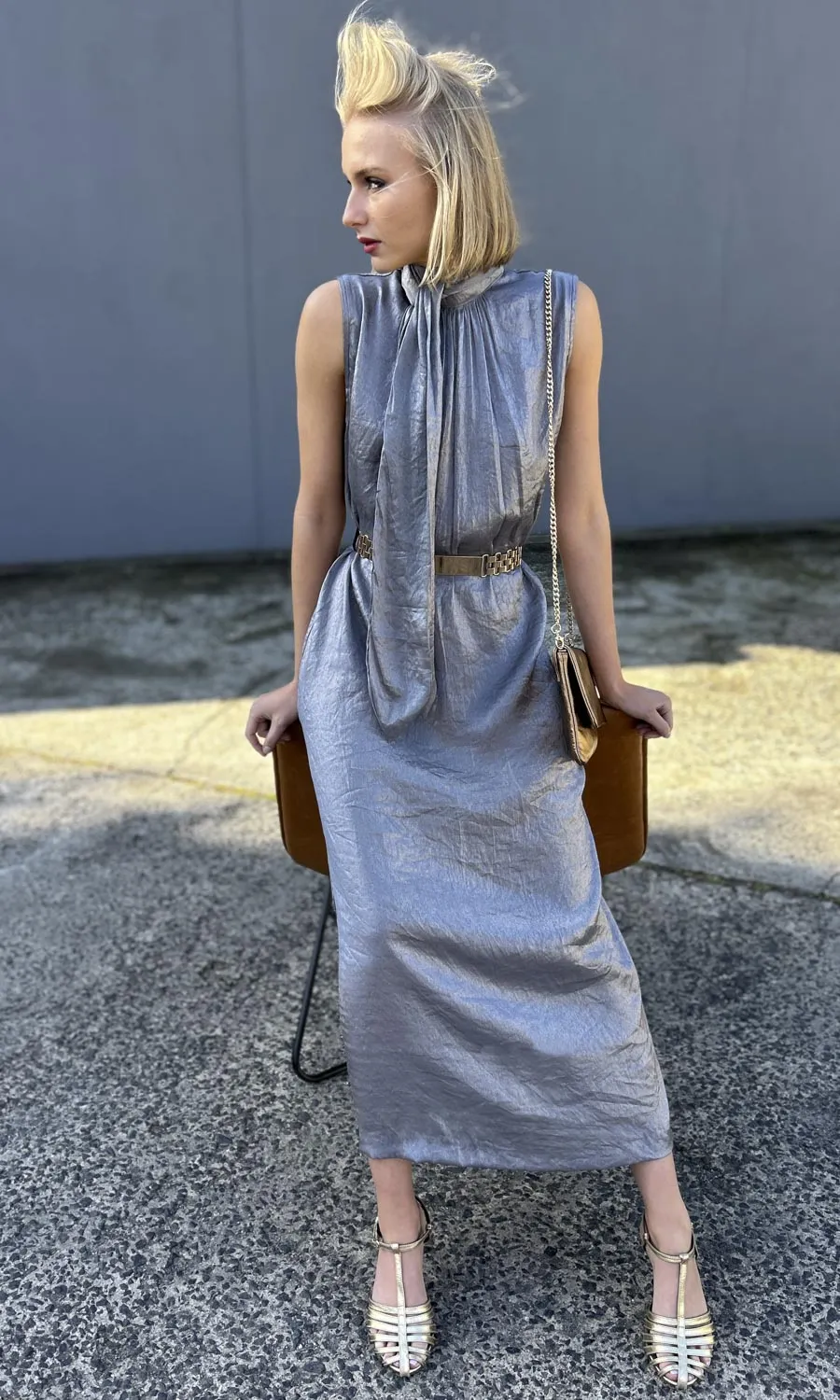 hoss Claudette Maxi Dress -Gunmetal