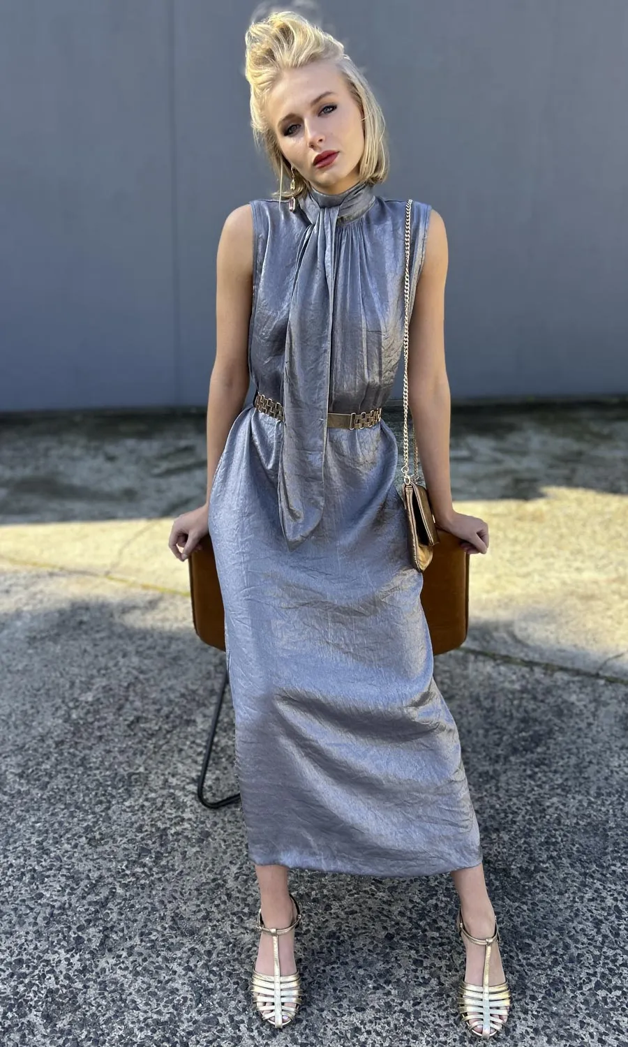 hoss Claudette Maxi Dress -Gunmetal