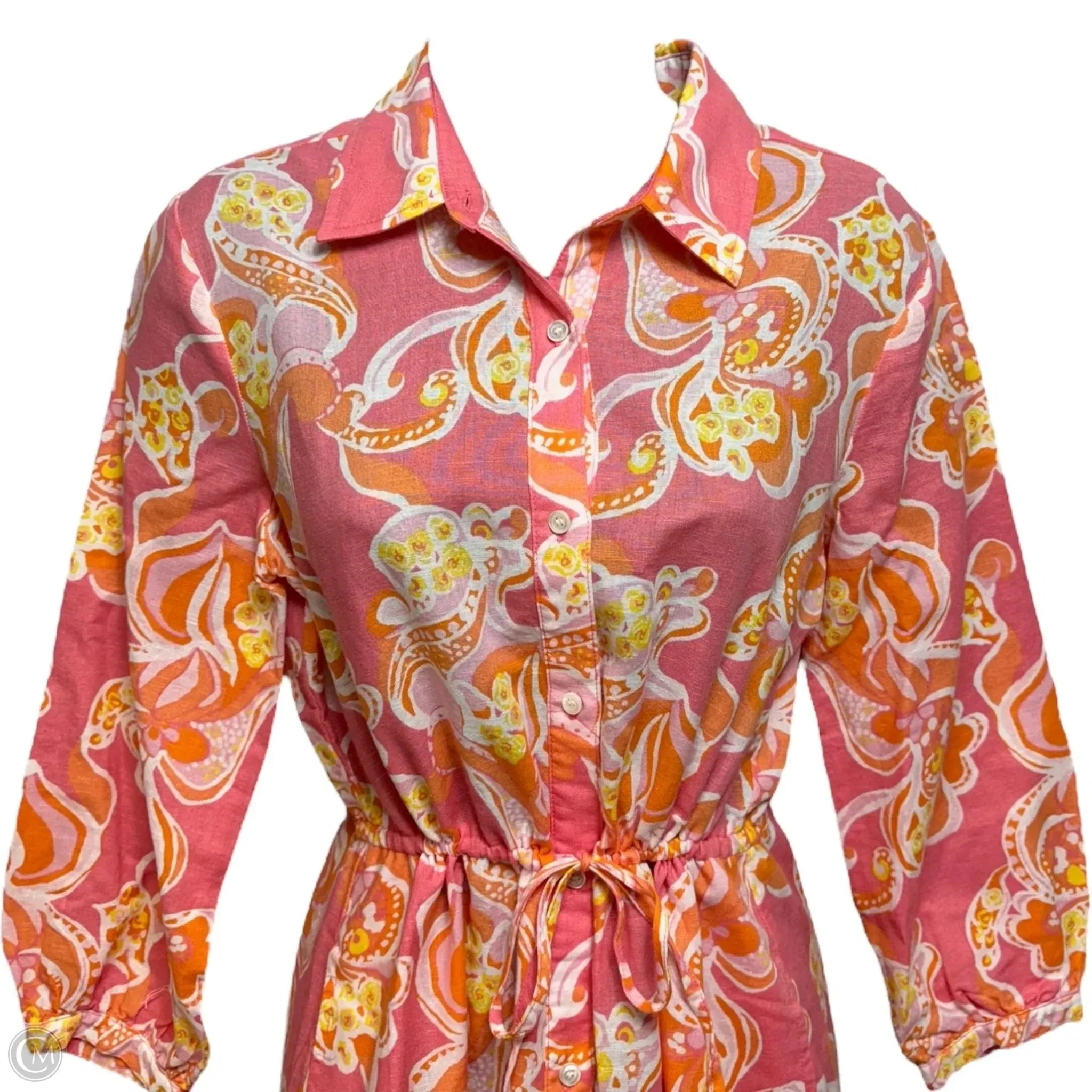 Linen Blend Dress Casual Midi By J Mclaughlin In Paisley Print, Size: S