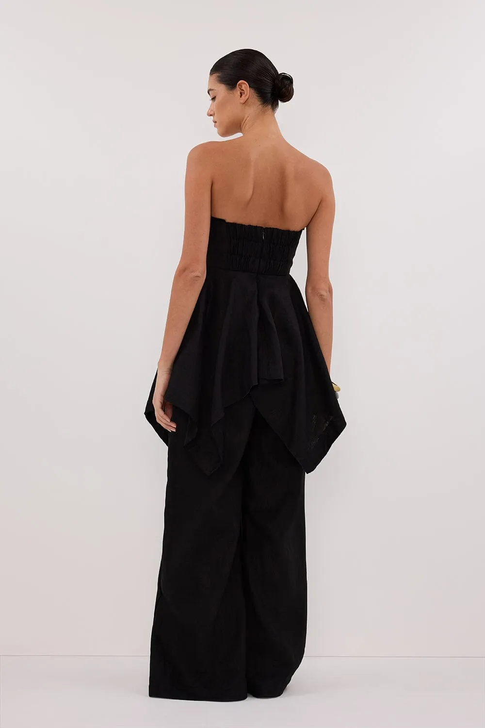 LUNA BLACK LINEN HANDKERCHIEF TOP