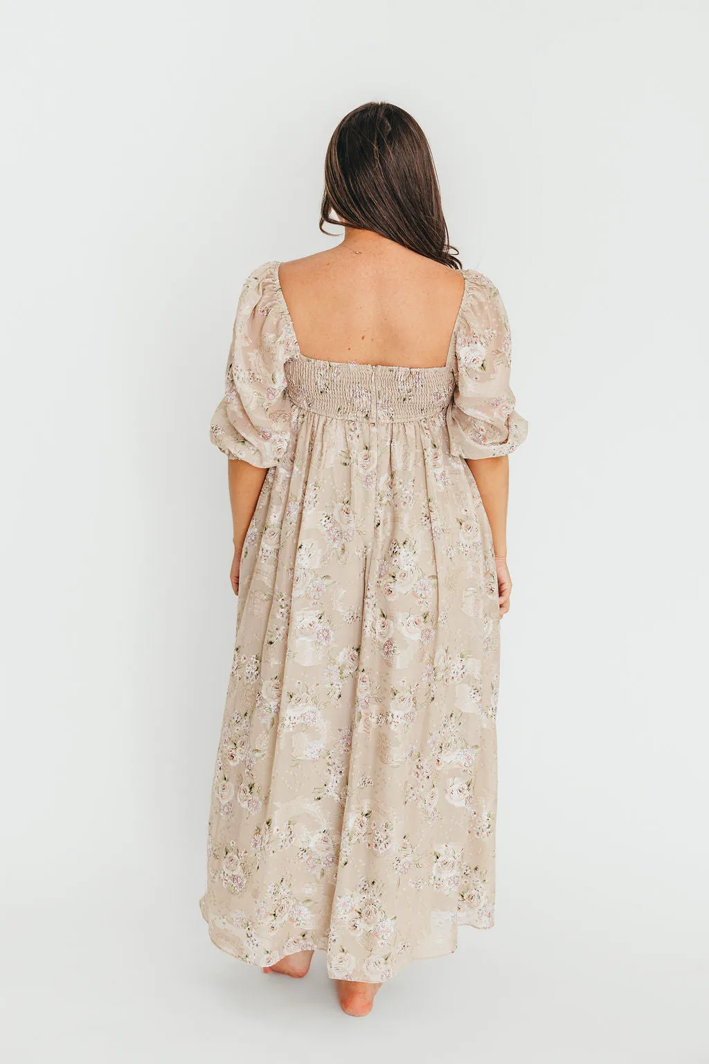 Mona Maxi Dress in Beige/Brown Floral