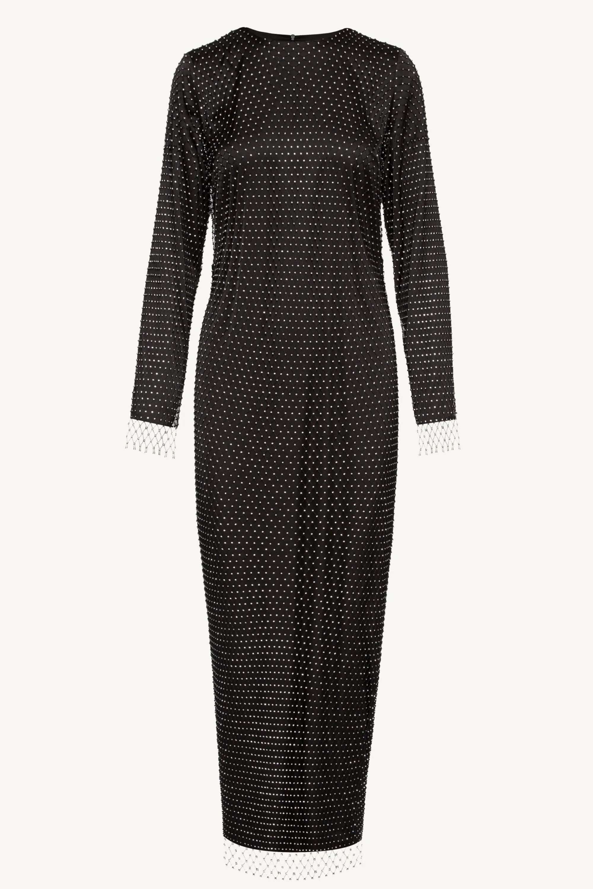 Naila Crystal Mesh Overlay Dress Only - Black