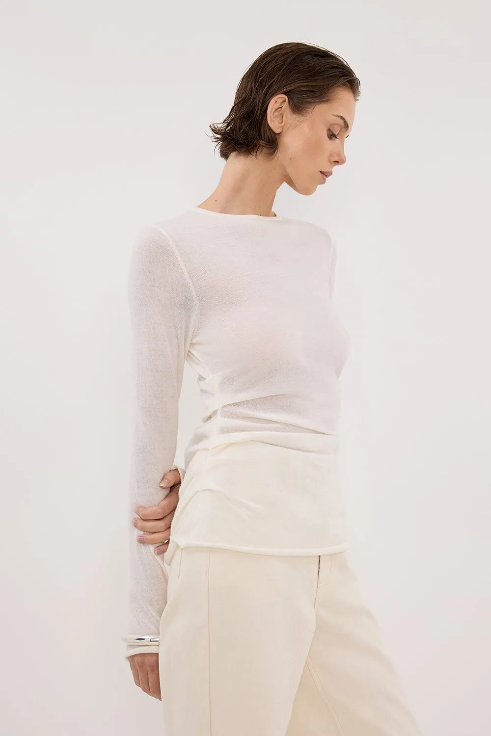 NICO OFF WHITE MERINO KNIT TOP