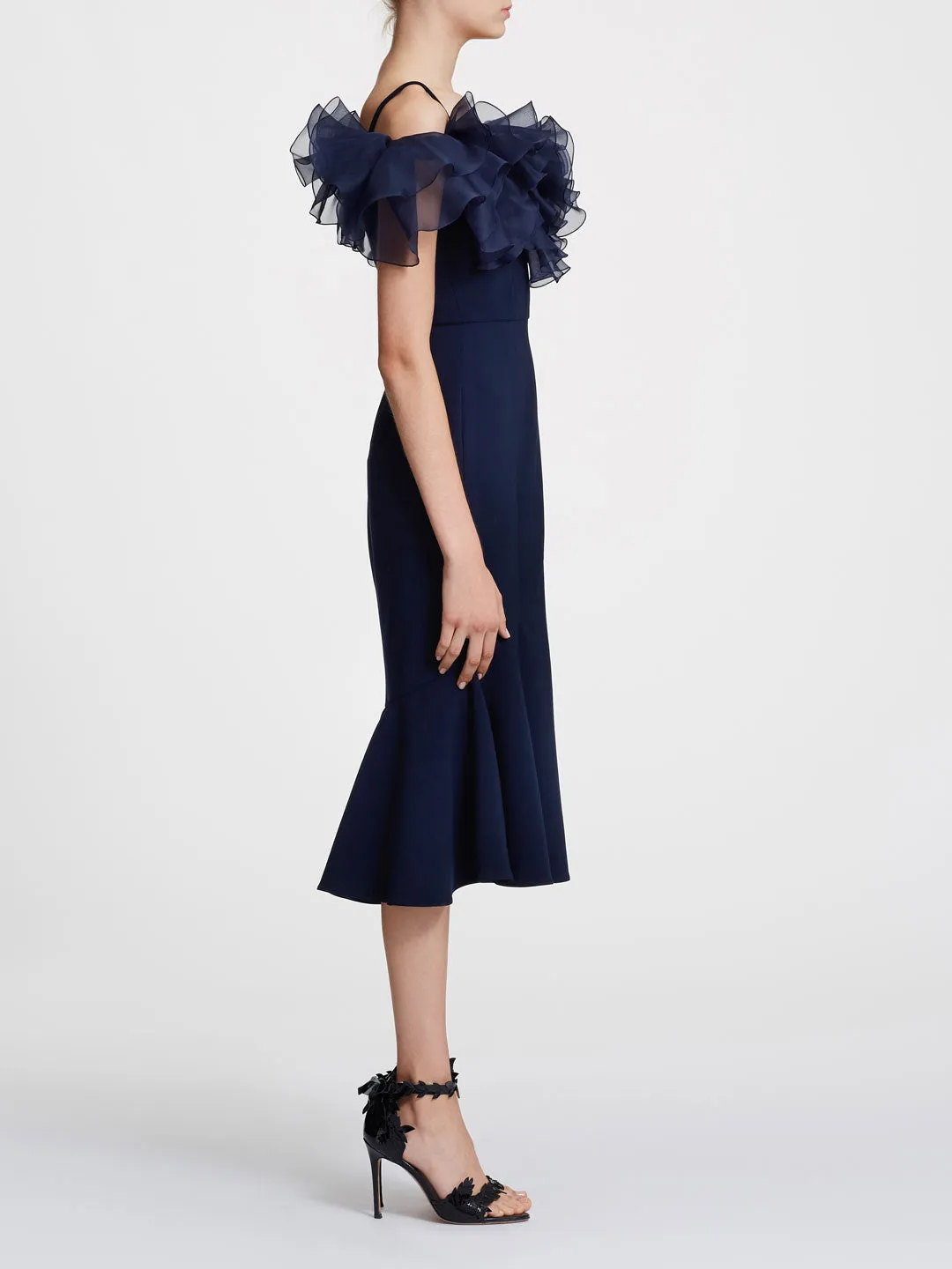 Off-the-Shoulder Crepe Cocktail Dress