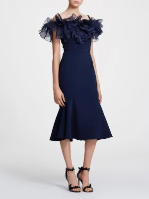 Off-the-Shoulder Crepe Cocktail Dress
