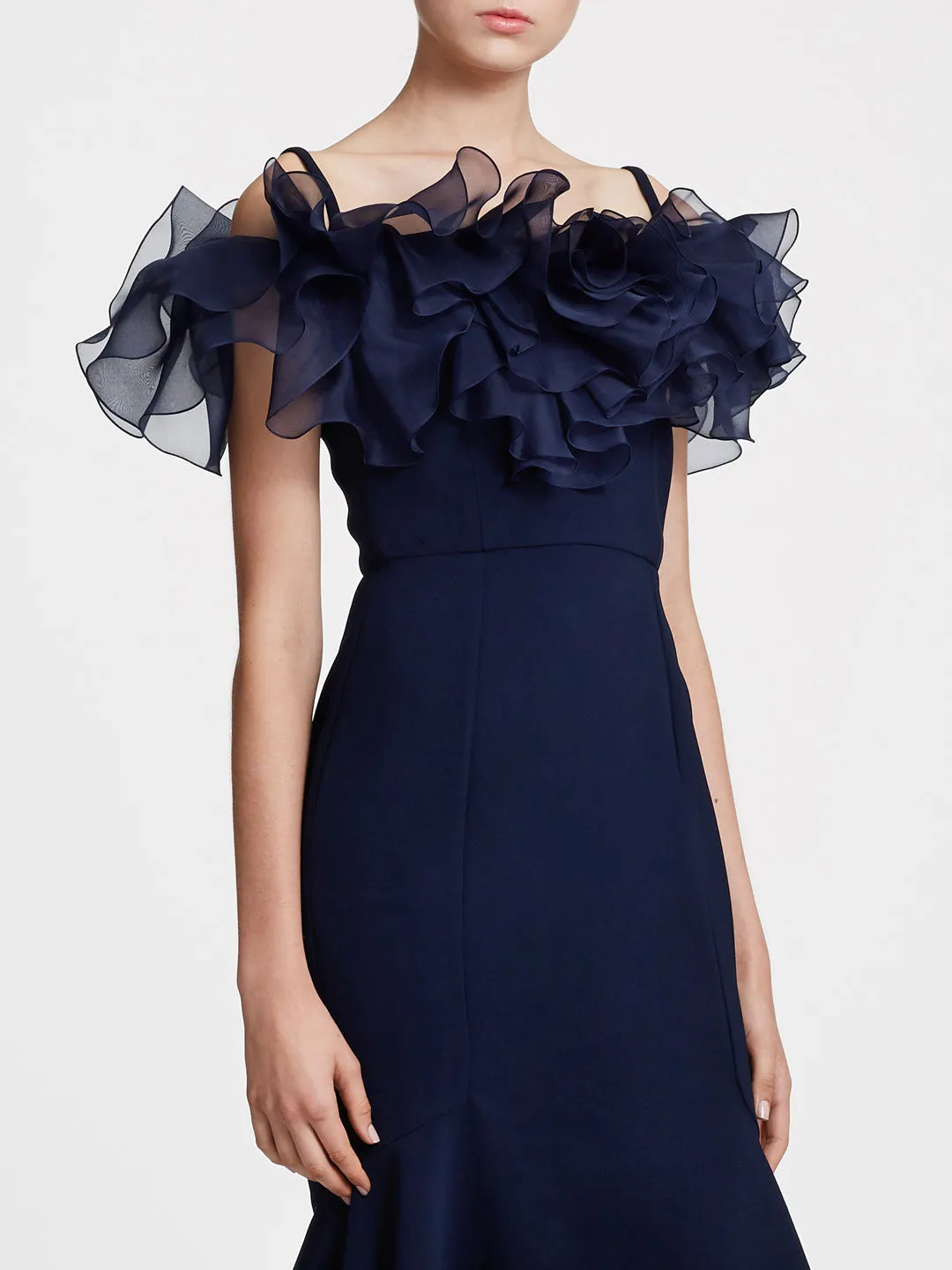 Off-the-Shoulder Crepe Cocktail Dress