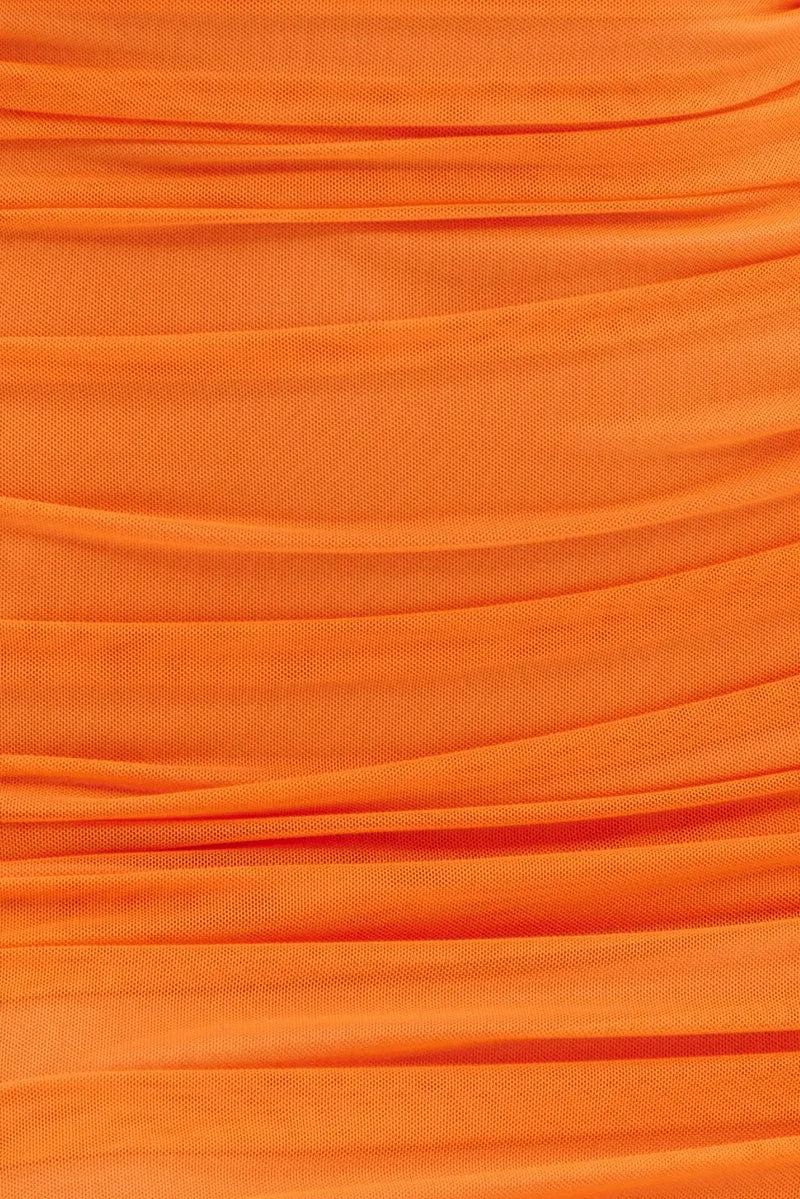 Orange Bodycon Mini Dress Side Keyhole