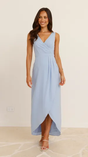 Pamela V Neck Maxi Dress - Blue