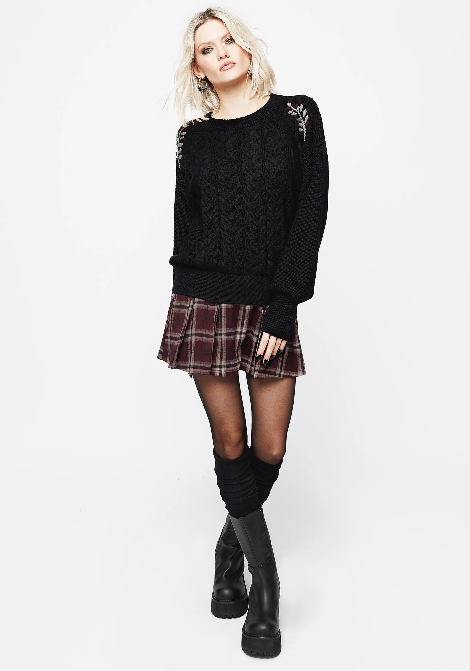 Patrice Embroidered Cable Knit Jumper