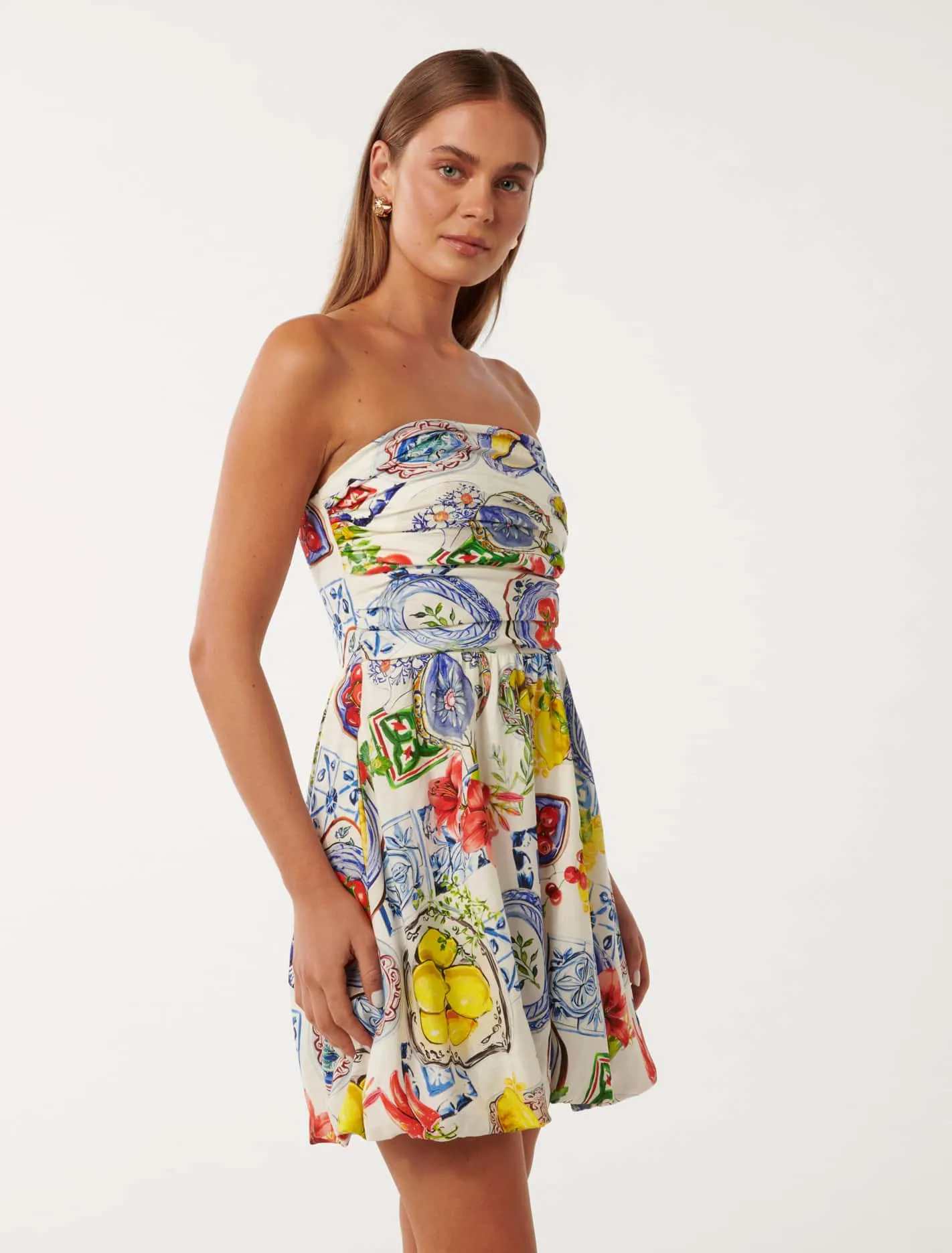 Phoebe Strapless Bubble Hem Mini Dress