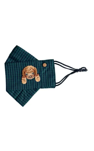 Poodle Green Gingham Box Pleat Mask ( w Filter Pocket)